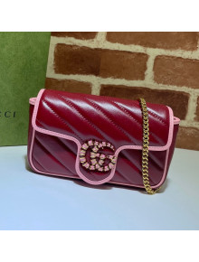 Gucci GG Marmont Leather Super Mini Bag ‎574969 Ruby Red/Pink 2021