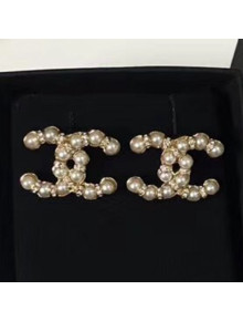 Chanel Pearls Classic CC Stud Earrings Pearly White/Gold 2019