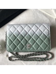 Chanel Two-Tone Calfskin & Resin Logo and Drop WOC Wallet On Chain Bag White/Green 2018