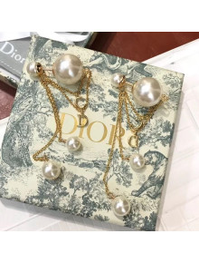 Dior Pearl Tassel Earrings Gold/White 03 2019