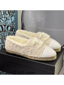 Chanel Tweed Wool Espadrilles Beige/White 2021 112230