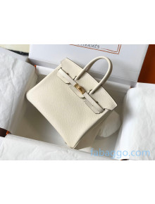 Hermes Birkin Bag 25cm in Epsom Calfskin White/Gold (Half Handmade) 2021