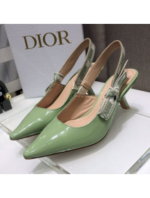 Dior J'Adior Slingback Pumps 6.5cm in Green Patent Calfskin 2021
