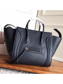 Celine Luggage Phantom Bag In Supple Grained Clafskin Black