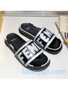 Fendi Roma Joshua Vide Leather Slide Sandal Black 01 2020 