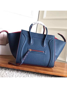 Celine Luggage Phantom Bag In Supple Grained Clafskin Blue/Red
