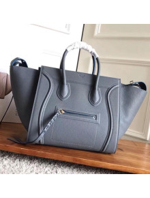Celine Luggage Phantom Bag In Supple Grained Clafskin Grey/Blue