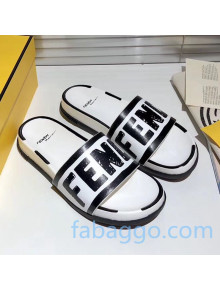 Fendi Roma Joshua Vide Leather Slide Sandal White 2020 