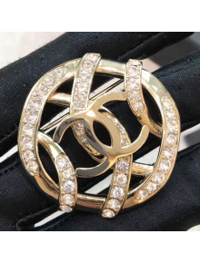 Chanel Crystal Wrap Round Brooch Gold/Crystal White 2019