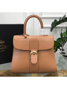 Delvaux Brillant MM Top Handle Bag in Box Calf Leather Caramel 2020