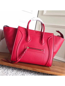 Celine Luggage Phantom Bag In Supple Grained Clafskin Red/Black