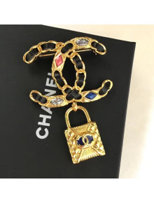 Chanel Leather Chain CC Lock Brooch AB3085 2019