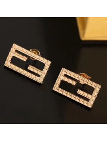 Fendi Baguette FF Stud Earrings Gold 2020