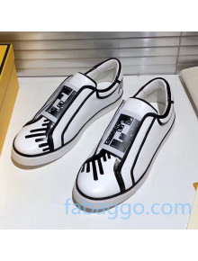 Fendi Roma Joshua Vide Leather Low-Top Sneakers White 2020