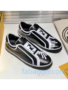 Fendi Roma Joshua Vide Leather Low-Top Sneakers Black 2020