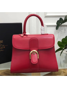 Delvaux Brillant MM Top Handle Bag in Box Calf Leather Red 2020