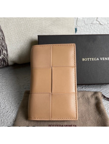 Bottega Veneta Intreccio Leather Bi-Fold Card Case Wallet 30302 Almond Beige 2021