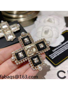Chanel Cross Earrings Black 2021 110858