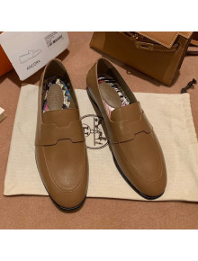 Hermes Ancora Supple Goatskin Loafers with Cut out H Brown 2021