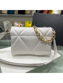 Prada Padded Nappa Leather Shoulder Bag 1BD306 White/Gold 2021