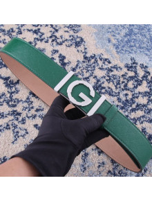 Gucci Reversible Signature GG Calfskin Belt 38mm with Single G Buckle Green 2019 