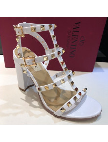 Valentino Rockstud Calfskin Ankle Strap Sandals 9.5cm White 2021 11