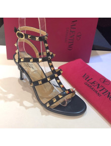 Valentino Rockstud Calfskin Ankle Strap Sandals 6.5cm Black 2021 12