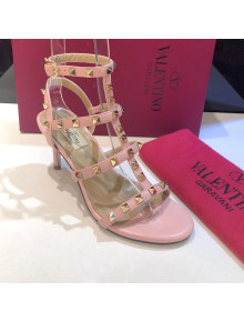 Valentino Rockstud Calfskin Ankle Strap Sandals 6.5cm Light Pink 2021 14