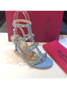 Valentino Rockstud Calfskin Ankle Strap Sandals 6.5cm Blue 2021 15