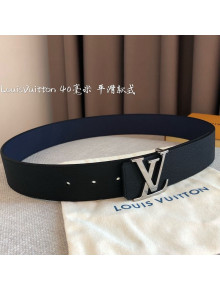 Louis Vuitton Reversible Calfskin Belt 40mm with Smooth LV Buckle Black/Blue 2020