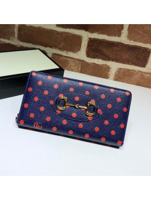 Gucci Horsebit 1955 Dotted Leather Zip Around Wallet ‎621889 Blue 2021