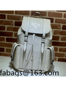 Gucci Perforated Leather GG Embossed Backpack 625770 White 2021