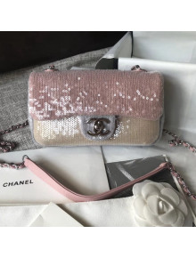 Chanel Sequin Extra Mini Flap Bag Pink/Beige 2018