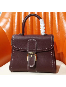 Delvaux Brillant Mini Top Handle Bag in Rodéo Grained Calf Leather Burgundy 2020