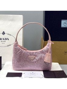 Prada Re-Edition 2000 Crystal Mini Hobo Bag 1NE515 Pink 2021