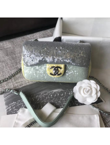 Chanel Sequin Extra Mini Flap Bag Deep Green/Green/Yellow 2018
