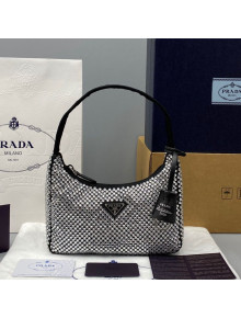Prada Re-Edition 2000 Crystal Mini Hobo Bag 1NE515 Black 2021