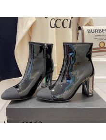 Chanel Patent Leather & Grosgrain Ankle Boots Black/Silver 2021 112244