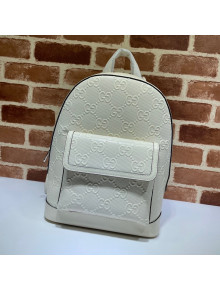 Gucci GG Embossed Perforated Leather Backpack 658579 White 2021