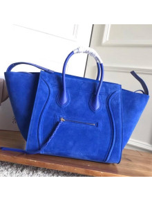 Celine Luggage Phantom Bag In Suede Leather Royal Blue