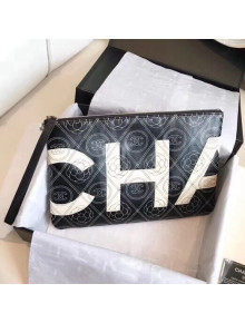Chanel Printed Canvas Maxi Pouch Cltuch Bag A70214 2018