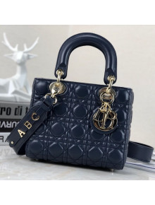 Dior Lady Dior MY ABCDior Small Bag in Navy Blue Cannage Leather 2021