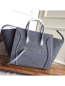 Celine Luggage Phantom Bag In Suede Leather Grey