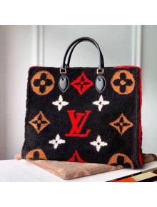 Louis Vuitton LV Teddy Onthego Monogram Wool Tote Bag M55420 Black/Red 2019