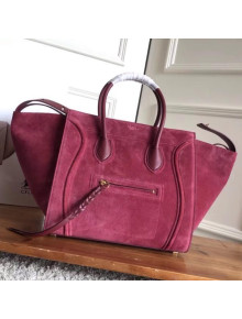 Celine Luggage Phantom Bag In Suede Leather Fuchsia