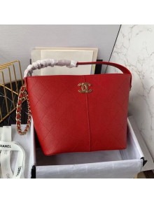 Chanel Quilted Grained Calfskin Small Shopping Bag AS2286 Red 2020