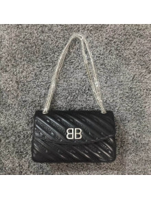 Balen...ga Calfskin Embroidered Logo BB Round M Shoulder Bag 2018