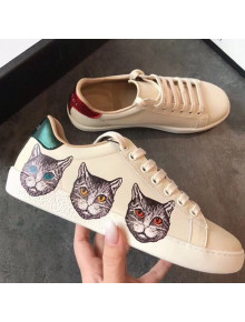 Gucci Ace Sneaker with Mystic Cats ‎577147 White 2019(For Women and Men)