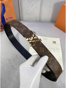 Louis Vuitton Belt 35mm with Gold LV Buckle in Monogram Canvas and Black Epi Leather 2020