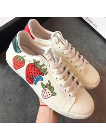 Gucci Ace Sneaker with Gucci Strawberry White 2019(For Women and Men)